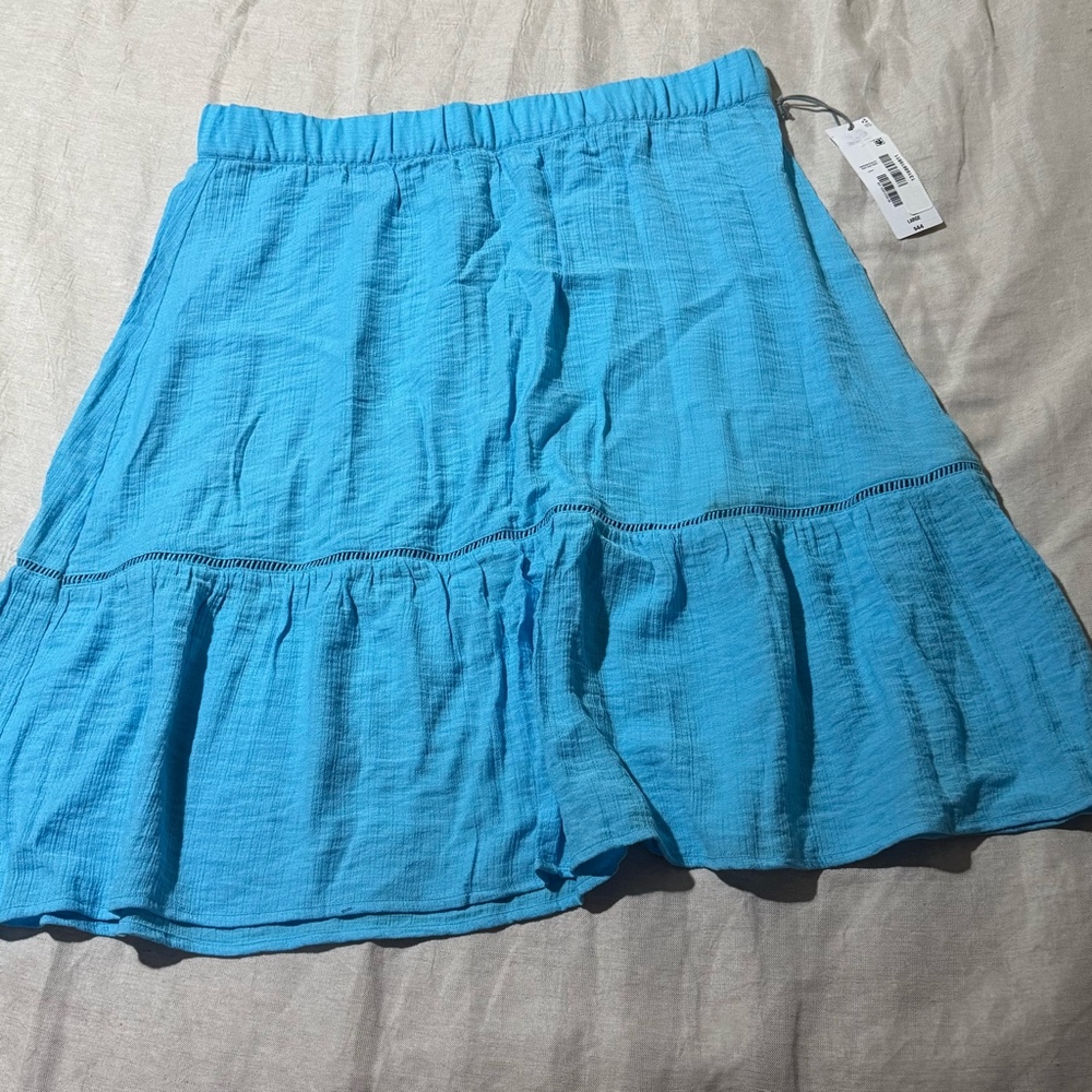 Liz Claiborne Women’s Blue Tiered Pull-On Gauze Midi Skirt Size Large NWT